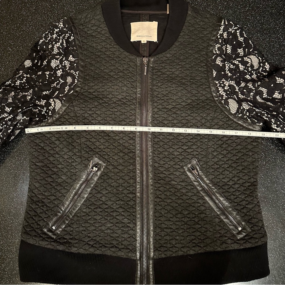 Rebecca Taylor quilted bomber with leather and lace details - Picture 11 of 13